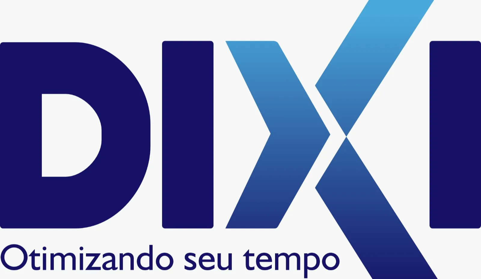 Letras D, I, X, I em um tom de azul escuro e embaixo a frase "otimizando o seu tempo"