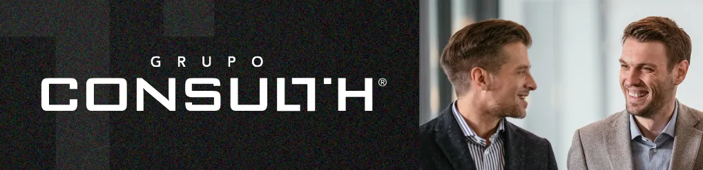 Fundo preto escrito em branco: GRUPO CONSULTH e as marcas: Consulth Soluções Empresariais, Menths, Peixoto Farias, Seth e The Cash+