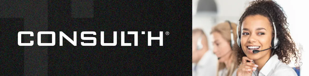 Fundo preto escrito em branco: GRUPO CONSULTH e as marcas: Consulth Soluções Empresariais, Menths, Peixoto Farias, Seth e The Cash+