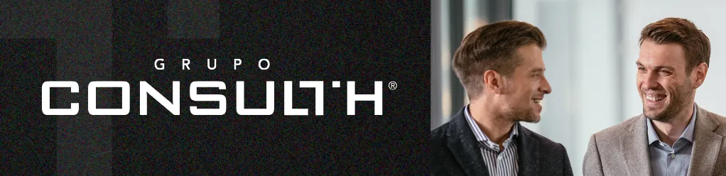 Fundo preto escrito em branco: GRUPO CONSULTH e as marcas: Consulth Soluções Empresariais, Menths, Peixoto Farias, Seth e The Cash+