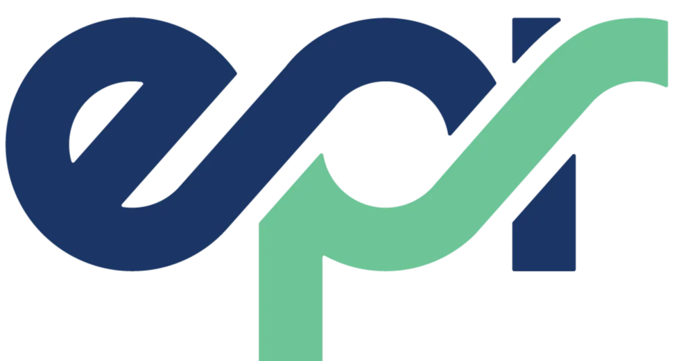 Logo da empresa em azul e verde. Na logo se lê EPR.