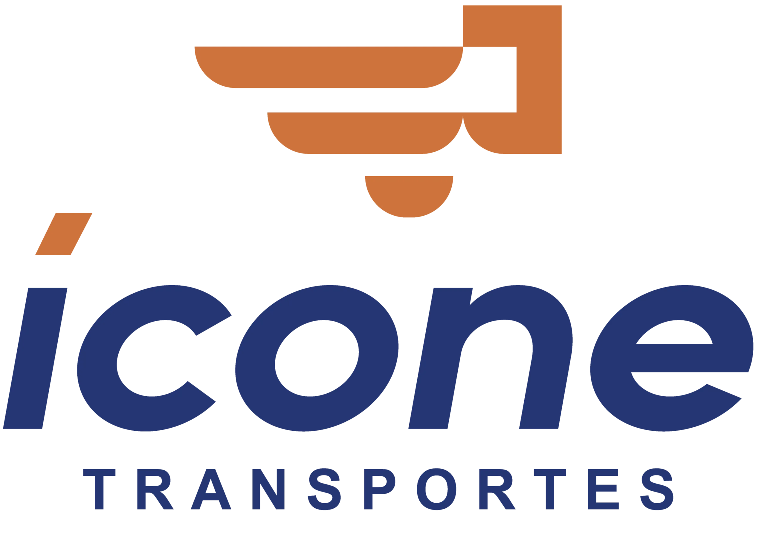 Logo de cor azul inscrito ícone Transportes.