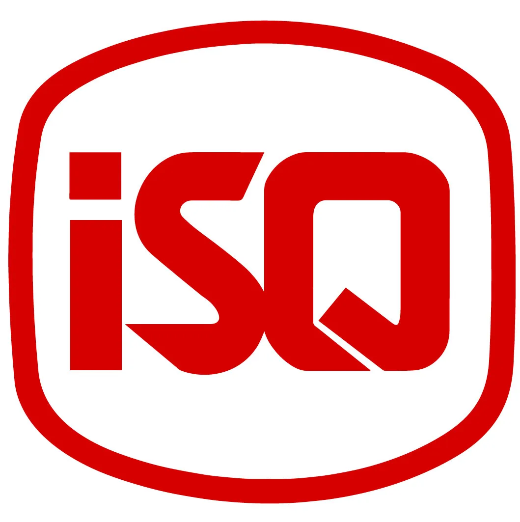 A imagem mostra a logomarca do ISQ. Ela é composta por um contorno arredondado em forma de quadrado na cor vermelha. No centro do contorno, aparecem as letras “iSQ” também em vermelho.
