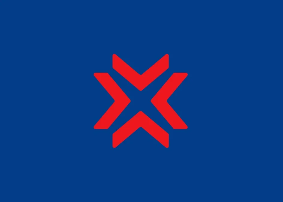 Fundo azul com estrela vermelha ao centro.