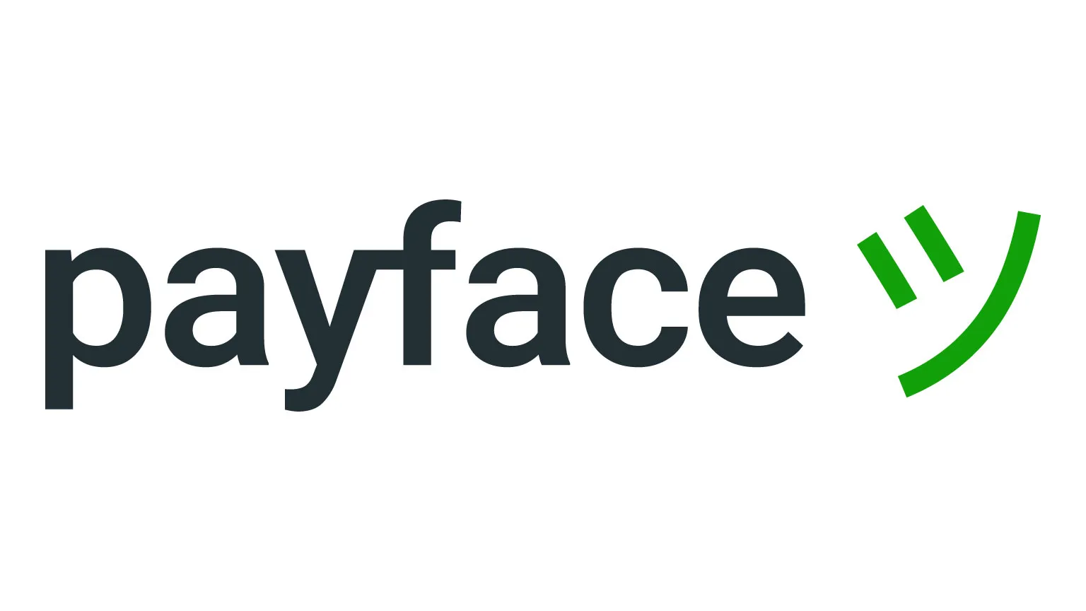 Logotipo da empresa Payface. Imagem composta pelo título "Payface", acompanhado de um caractere japonês que se assemelha a um sorriso, e o slogan na parte inferior com os dizeres "Pagamento com o rosto".