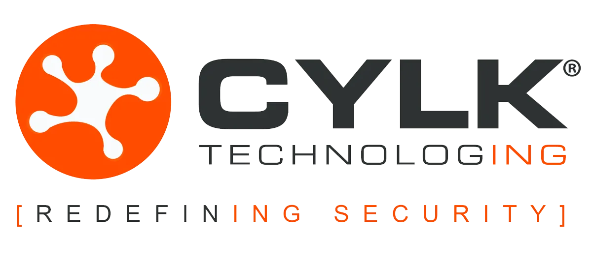 A imagem contém o logotipo da empresa CYLK TECHNOLOGING. O design inclui um ícone circular laranja com uma forma branca no centro que lembra uma molécula ou uma estrutura ramificada. Ao lado do ícone, o nome "CYLK" está escrito em letras maiúsculas e em uma fonte moderna e robusta, na cor preta. Logo abaixo, "TECHNOLOGING" é exibido, com as letras "ING" destacadas em laranja.

Abaixo do nome da empresa, há um slogan escrito entre colchetes: [REDEFINING SECURITY], onde as letras "ING" também aparecem destacadas em laranja, criando um padrão visual com a palavra anterior.

O design transmite um conceito moderno e tecnológico, com foco em segurança, reforçado pelo uso das cores preto, branco e laranja.