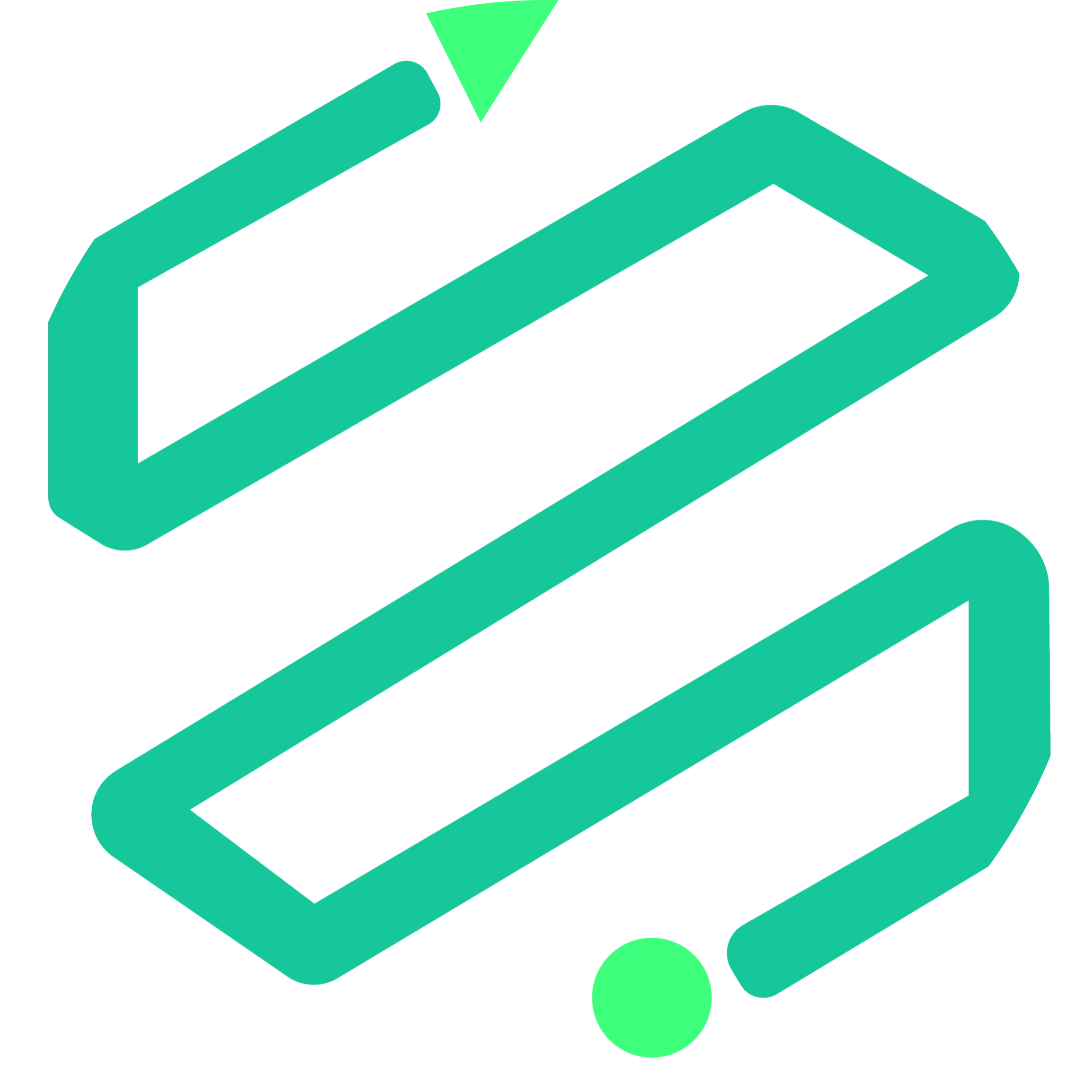 Imagem com fundo claro exibindo um símbolo gráfico em tom verde. O ícone é composto por formas geométricas que criam uma letra “S” estilizada. Na parte superior, há uma pequena seta apontando para cima, sugerindo crescimento ou progresso. Na parte inferior, há um pequeno círculo, complementando o design moderno e minimalista da logomarca.