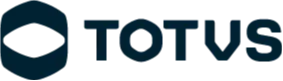 Logotipo da TOTVS. À esquerda, há um símbolo gráfico azul escuro que lembra uma forma tridimensional circular com um corte oval horizontal no centro. À direita do símbolo, está escrito "TOTVS" em letras maiúsculas, também na cor azul escuro, com fonte moderna e em negrito. O fundo é branco