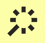 Símbolo usado como logo da empresa Spotlar, imitando uma varinha mágica, na cor preta com fundo amarelo claro.