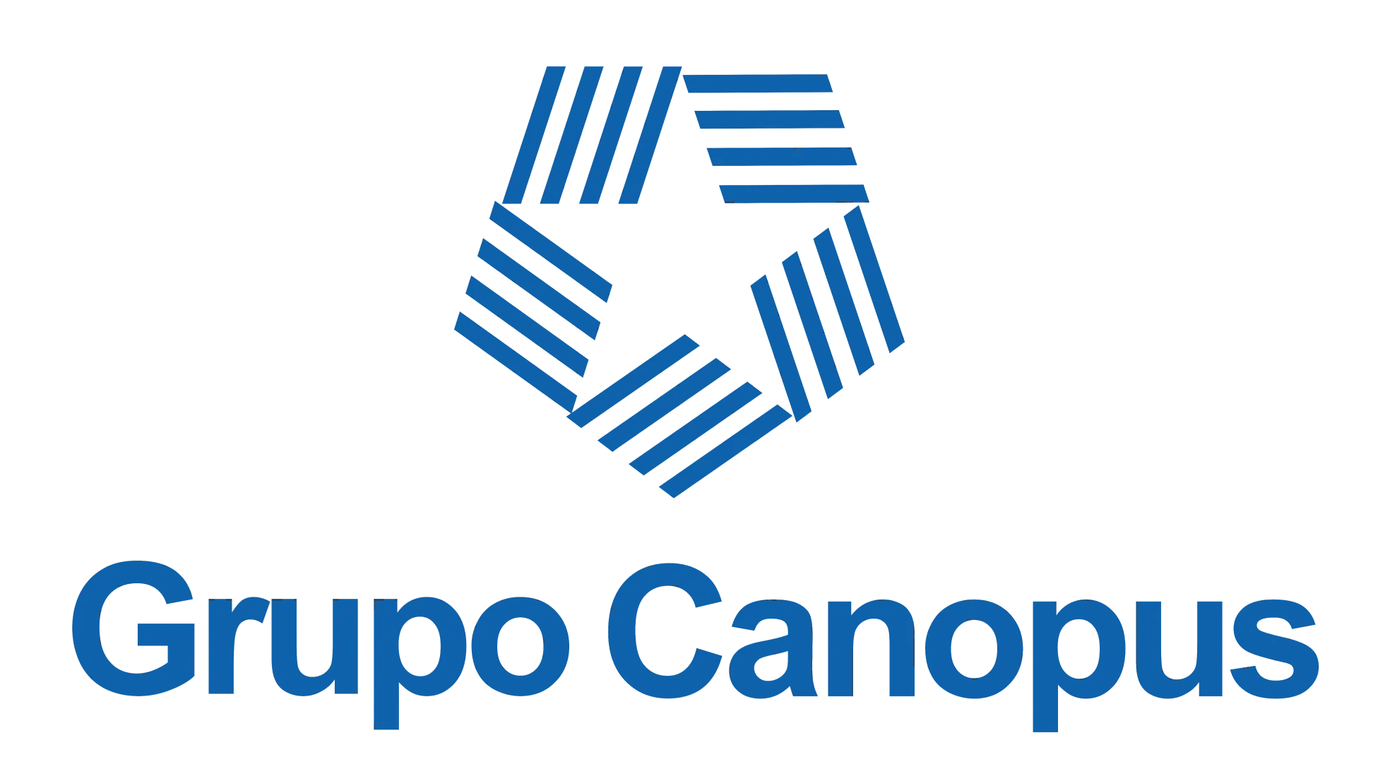 Acima há uma estrela com fomato listrado em azul. Abaixo as palavras Grupo Canopus