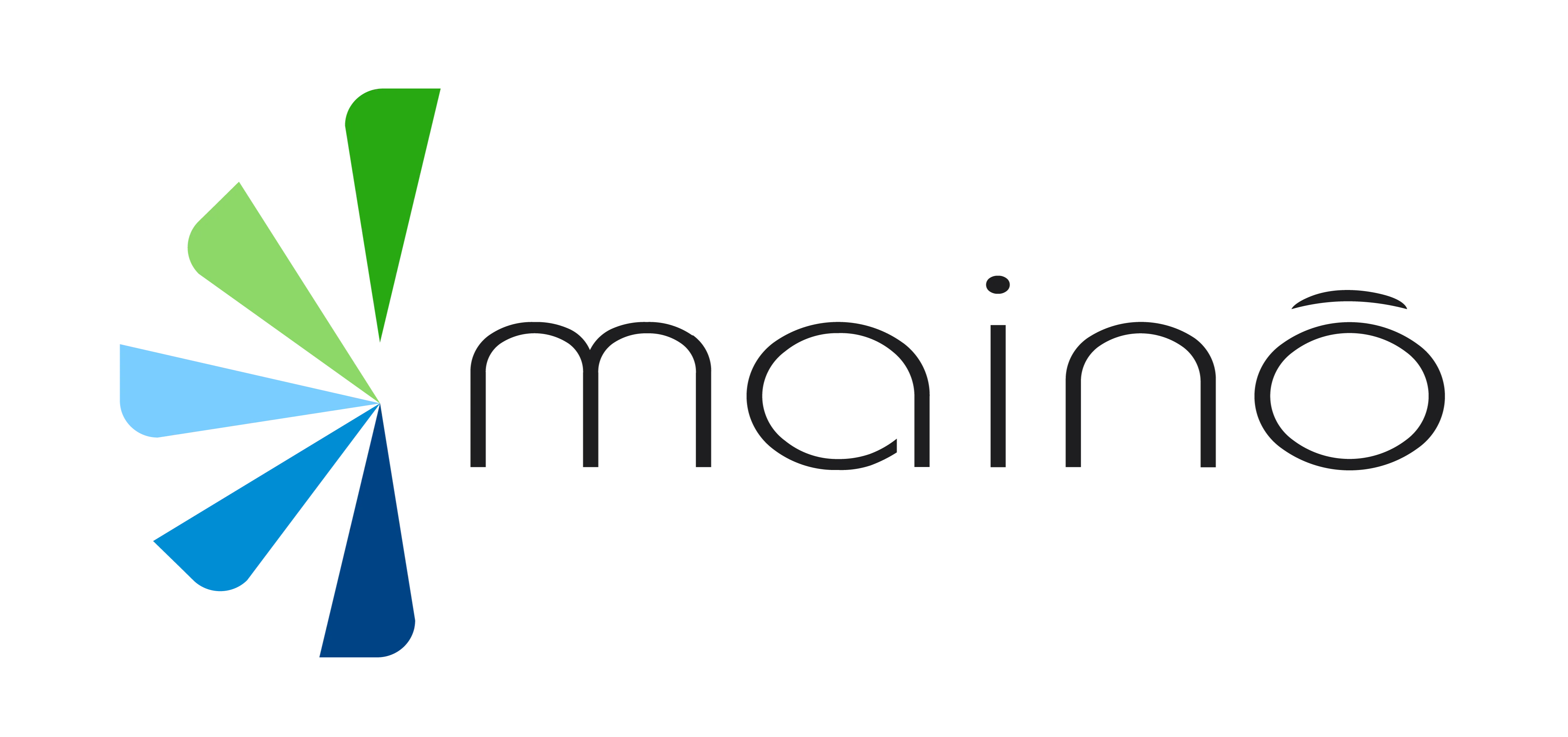 Na logo da empresa Mainô, você encontrará o nome "Mainô" escrito. À esquerda do nome, há uma representação visual das cores da empresa, que formam um degradê. Essas cores estão dispostas no formato de penas, que se assemelham às penas de um beija-flor. Essa conexão com o beija-flor é especial, pois o nome "Mainô" tem origem na língua guarani, e o beija-flor é uma referência importante para a empresa.