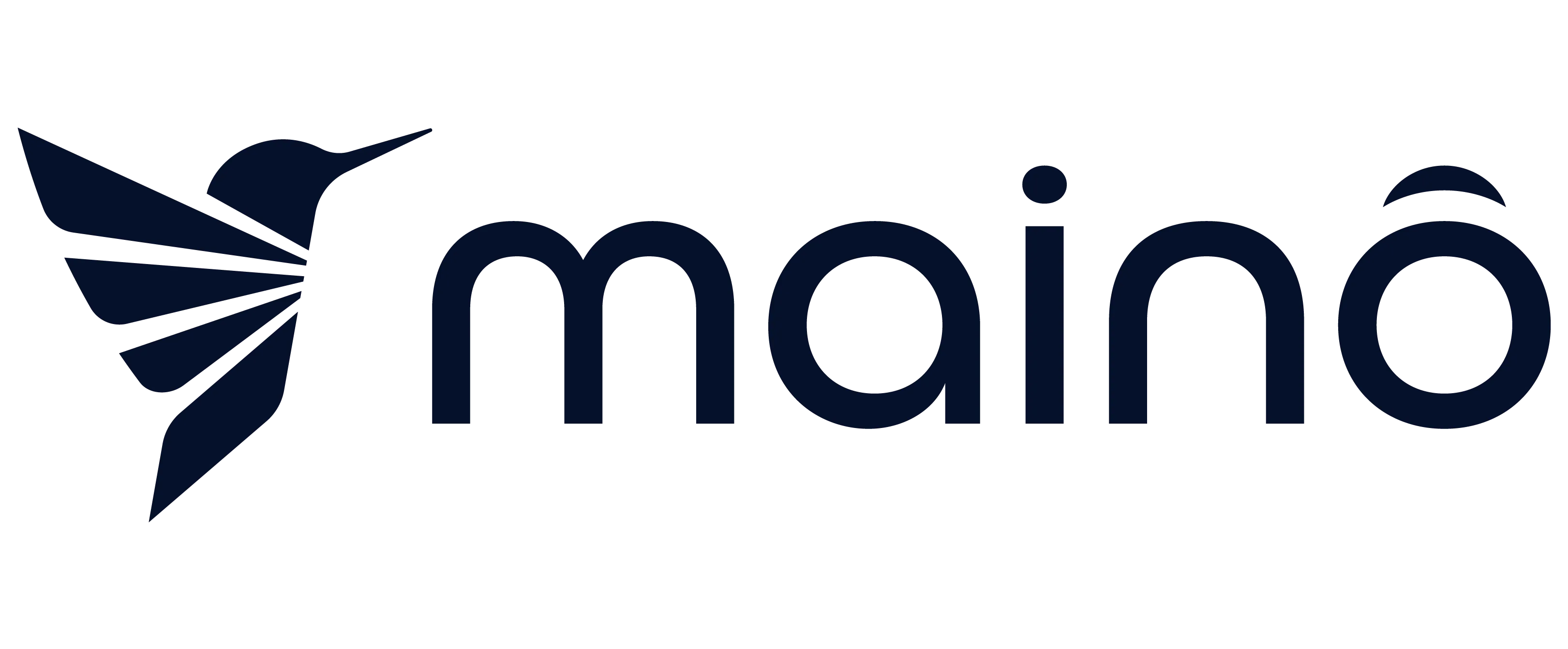 Na logo da empresa Mainô, você encontrará o nome "Mainô" escrito. À esquerda do nome, há uma representaçãode um beija-flor. Essa conexão com o beija-flor é especial, pois o nome "Mainô" tem origem na língua guarani, e o beija-flor é uma referência importante para a empresa.