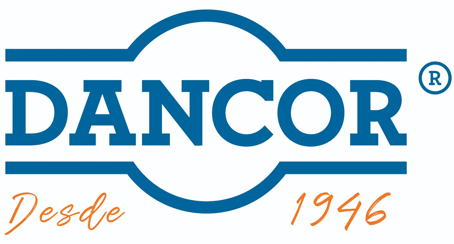 Logo da Dancor, na cor azul, embaixo a frase Desde 1946 na cor laranja.