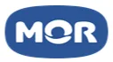 Logotipo na cor azul, com formato arredondado e o nome "Mor" ao centro.
