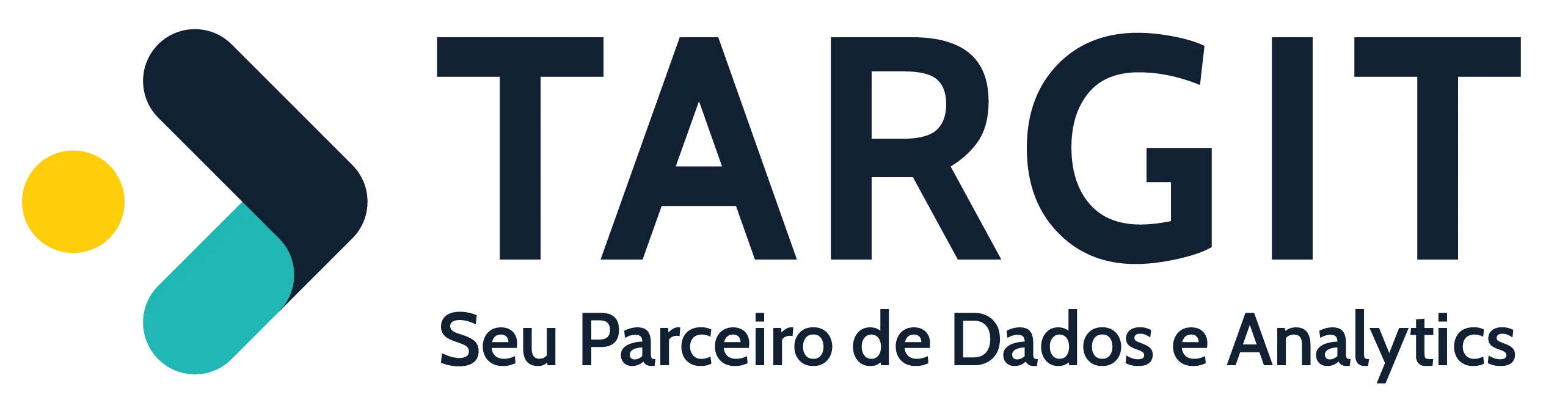 Logotipo da Targit Brasil composto por um ícone amarelo, azul celeste e azul escuro, seguido do nome “TARGIT” em letras maiúsculas pretas. O fundo da imagem é transparente.