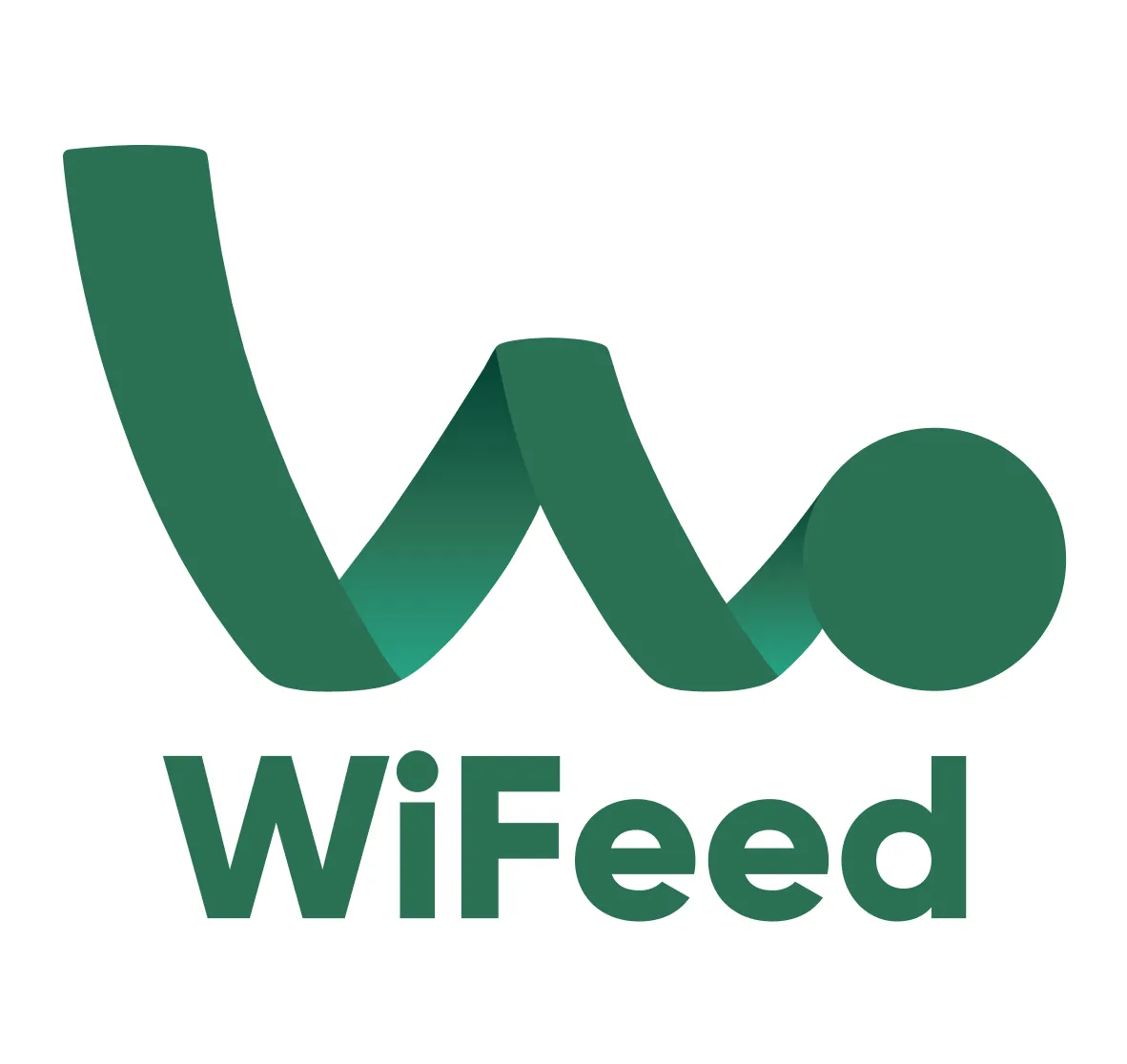 A logo do WiFeed é um W verde que lembra um sinal de Wi-Fi.