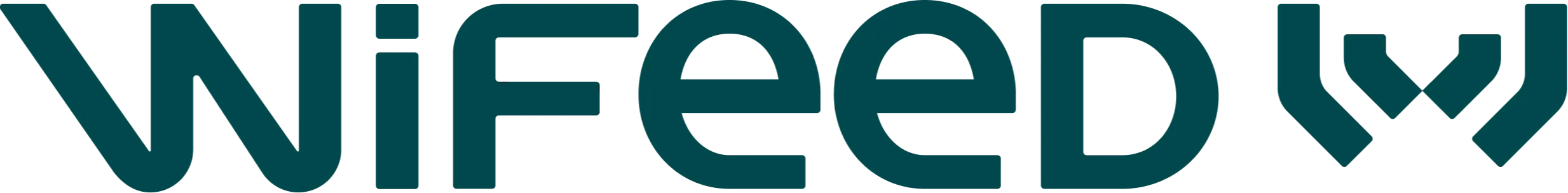 A logo do WiFeed é um W verde que lembra um sinal de Wi-Fi.